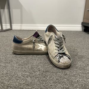 GOLDEN GOOSE SIZE 40 SUPERSTAR SUEDE WITH PYTHON